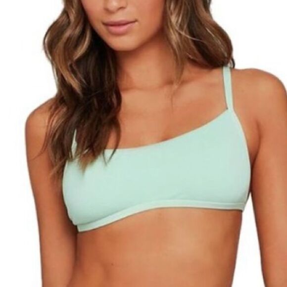 L SPACE Gemma Ribbed Bikini Top High Tide Mint Green Seafoam Light Green - Picture 1 of 7